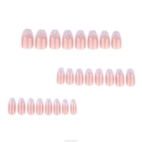 24 faux ongles dégradés roses à presser, très populaires