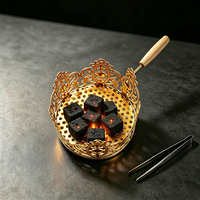 Panier à charbon pour chicha en métal doré ajouré en forme de fleur, support portable pour charbon, accessoires pour chicha, vente en gros d'usine