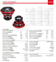 Subwoofer de siège 15 pouces 4500WRMS, 8 couches, bobine plate en aluminium de 4 pouces, 12 pouces, 18 pouces, 96dB, néodyme, pour compétition automobile, panier rouge