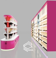 Dernier design de mobilier d'exposition pour la décoration intérieure de magasin de perruques avec présentoirs pour salon de coiffure