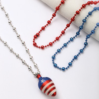 Collier en forme de goutte d'eau, mignon, en plastique électroplaqué, avec drapeau américain, vente en gros d'usine, personnalisable, pour la fête de l'Indépendance et les fêtes de carnaval