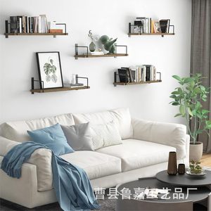 <b>Wall</b>-<b>mounted</b> Three-tier Floating <b>Shelf</b> Wooden Storage Retro Color For Living Room Bedroom Bathroom Organization - Product Image 3