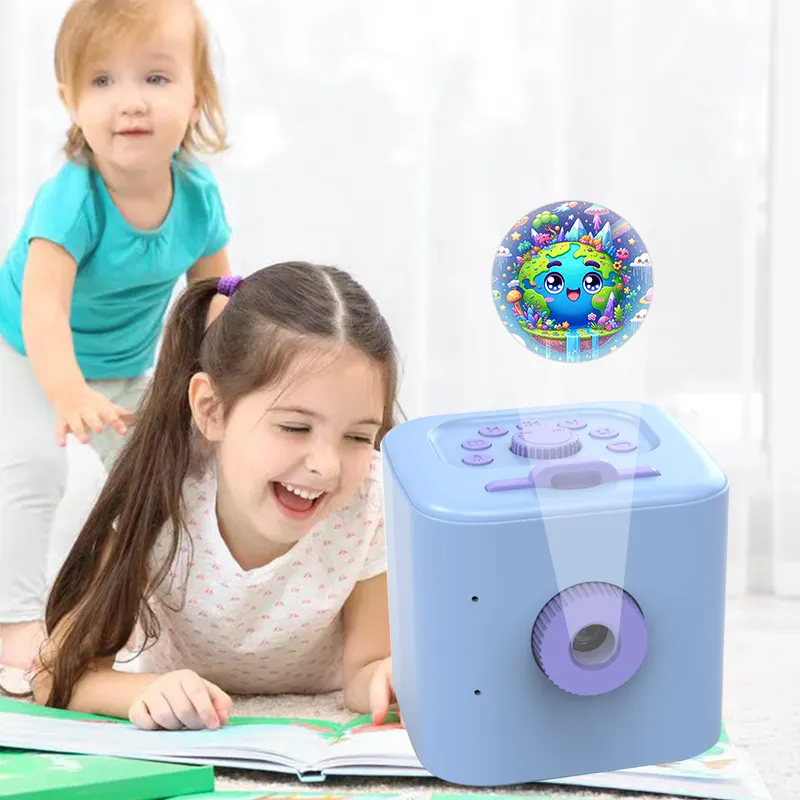 Customized contents kids bedtime learning projector night light story book with audio