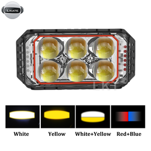 LKT 2025 nuevo diseño 6 lentes motocicleta Led luz rojo <span class=keywords><strong>azul</strong></span> Flash <span class=keywords><strong>Mini</strong></span> faros blanco amarillo foco para accesorios de motocicleta - Product Image 3