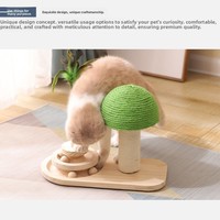 Nouvel Arbre à Chat Classique avec Disque Rotatif, Balle en Sisal, Bois Massif, Jouet à Frotter Durable, Emballage Carton