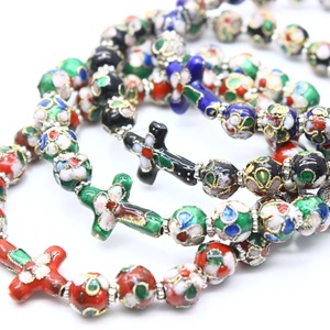 Handmade Cloisonn Beaded <b>Bracelets</b> With Cross Design Multicolor Elastic Cords For Gift Fashion Jewelry - Product Image 4