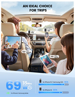 Chargeur de voiture multi-ports Lamicall PT-41 avec câble USB-C rétractable, adaptateur de charge rapide 69W, prise allume-cigare