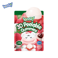 3D Peelable Gummies Natuurlijke Fruit Smaak Perzik Groene Druif Lychee Mango Druif Kauwbaar Elastisch Zacht Snoep Zoet Sappig Casual Snack