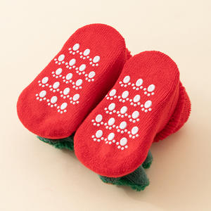 Nouvelles chaussettes en coton rouge en molleton pour l'hiver, chaudes, pour les fêtes, Père Noël, pour filles, garçons, bébés, chaussons pour nouveau-nés, chaussons <span class=keywords><strong>tricot</strong></span>és à tige haute - Product Image 3