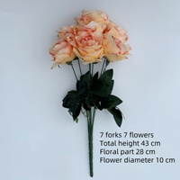 PT-R128 7 Têtes de roses artificielles en soie pour décoration de mariage, branche de rose artificielle unique en promotion