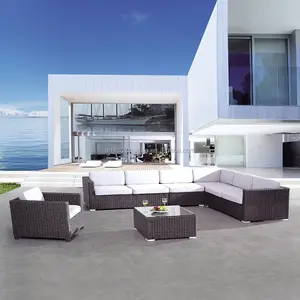 Luxury Villa Balcony outdoor furniture sets patio l type PE plastic rattan wicker sofa set