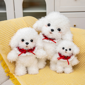 Peluche personalizzato a forma di cucciolo di <span class=keywords><strong>barboncino</strong></span> bianco con bavaglino in pizzo, disponibile in tre misure, per venditori online e negozi di articoli <span class=keywords><strong>da</strong></span> regalo. - Product Image 3