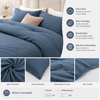 Couette matelassée de luxe en polyester uni avec 2 taies d'oreiller, ensemble 3 pièces, lavée, moelleuse, douce pour la peau, toutes saisons, pour chambre à coucher