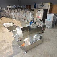 Nueva Máquina Cortadora de Verduras y Frutas de Doble Cabezal de Acero Inoxidable con Motor, Procesador de Cebollas y Patatas, Tamaño de Corte Ajustable