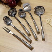 Set alat memasak gagang berongga baja tahan karat, aksesori Set peralatan dapur mewah 7 buah dengan pemegang