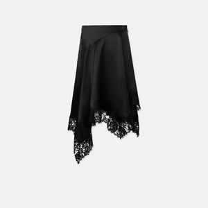 Jupe asymétrique irrégulière en satin perlé et dentelle pour femme, taille haute élastiquée, anti-plis, idéale pour l'été, tendance et élégante - Product Image 2