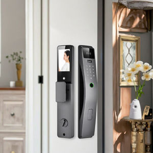 Serrure intelligente semi-automatique avec carte IC et lecteur d'empreintes digitales pour portes en aluminium, acier et bois, stockage de données cloud et application - Product Image 4