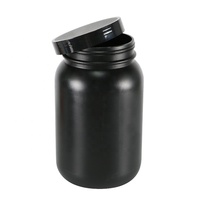 Pot en plastique noir HDPE de qualité alimentaire personnalisable pour poudre de protéines/gommes/comprimés/vitamines/produits de santé