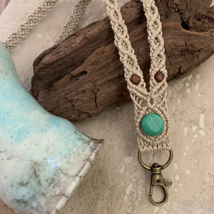 Lanyard Turquoise Stone Keys Badge Custom Phone Knitted Pendant <b>Ornament</b> DIY Hanging String Chain Polyester Material - Product Image 3