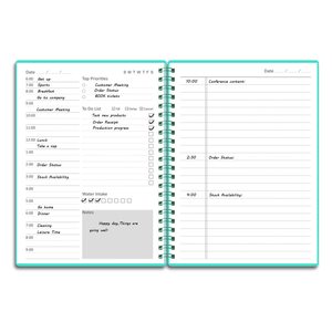 Custom Printed Spiral Daily <strong>Hourly</strong> Schedules Notebook <strong>Planner</strong> A5 Mint Thick Cardboard Cover Thread Sewing Saddle Stitching Gift - Product Image 4