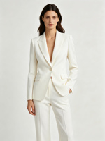 Ensemble tailleur pantalon blanc pour femme, coupe ajustée, un bouton, style bureau et affaires, collection 2026 – Fabrication OEM/ODM
