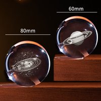 Vente en gros de sphères en cristal K5/K9 gravées en 3D, système solaire, galaxie, lampe de nuit en cristal, boule de verre, base LED, décoration