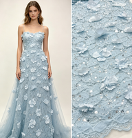 Dentelle en tulle à paillettes rose blush avec appliques florales 3D pour robe de mariée, robe de soirée, robe de créateur, plusieurs couleurs, livraison rapide
