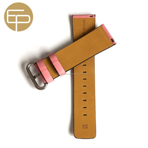 Cuadrado Rosa cola de 12 14 16 18 20 22 24mm cómodo suave napa genuina becerro cuero reloj banda negro con el lado pintado - Product Image 3