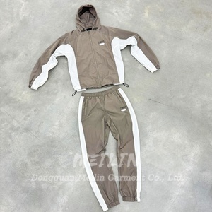 Factory Custom Men Zip up Jackets and Nylon Track Pants Joggers Set Lightweight <b>Black</b> Sweatsuit <b>Windbreaker</b> Tracksuit - Product Image 5