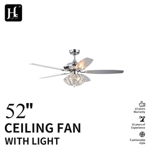 Crystal 220V 52-Inch Decorative LED <b>Ceiling</b> Fan with <b>Light</b> for Bedroom, <b>Remote</b> <b>Control</b> Included - Product Image 2