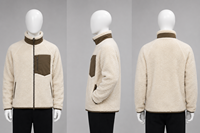 Veste en polaire sherpa streetwear personnalisée unisexe, veste d'hiver patchwork avec logo brodé
