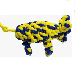 Chien de jute en coton le plus vendu jouant aux balles jaune bleu interactif écologique durable haltères indiens jouet à mâcher pour animaux de compagnie - Product Image 2