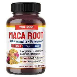 Complément alimentaire pour adultes en marque privée OEM, capsules de maca noire, d'ashwagandha et de fenugrec pour hommes, 60 unités, soutien énergétique et sommeil - Product Image 1