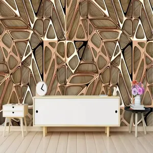 사용자 정의 벽지 3D 아트 메탈릭 스타일 기하학적 패턴 벽화 거실 침실 홈 장식 추상 벽 벽화