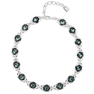 สร้อยคอยาวประดับเพชรสีรุ้งโซ่พลอยสี่เหลี่ยมสไตล์วินเทจ - Product Image 2