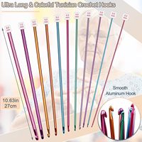 Ariste 11-teiliges Tunesisches Häkelnadel-Set, Aluminium Afghan-Stricknadeln für Anfänger & Professionelle Strickwerkzeuge