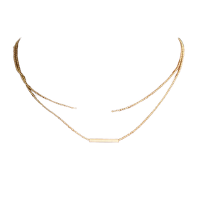 Hot Selling Men's Stainless Steel Necklaces Minimalist 40mm Gold Silver Black Rectangle Bar Pendant Trendy Geometric Style - Product Image 4