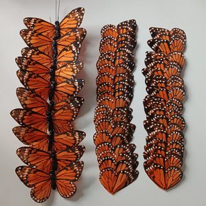 Papillons artificiels en plumes, papillon monarque, pour Effie Trinket des Jeux de la Faim, Halloween et Noël - Product Image 1