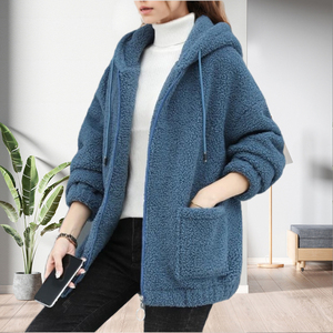 Manteaux d'hiver pour femmes pas chers, en fourrure, à manches longues, avec fermeture éclair, chauds et tendance - Product Image 6