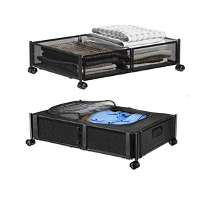 Chambre <span class=keywords><strong>à</strong></span> coucher roulant pliable en métal <span class=keywords><strong>sous</strong></span> le <span class=keywords><strong>lit</strong></span> tiroirs de rangement chariot conteneur organisateur boîte avec roues - Product Image 2