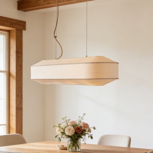 Japanese Style Pendant <b>Light</b> Modern Minimalist Fabric Lamp Long Strip Design For <b>Dining</b> Room White E27 Energy Saving Lamp - Product Image 3