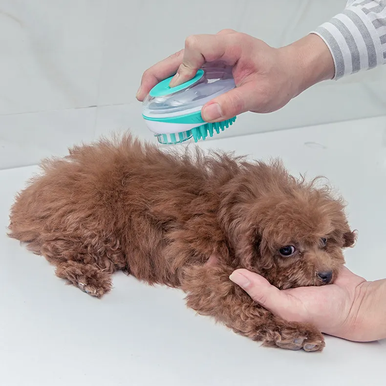 Multi-Fungsi Silikon Anjing Pet Shower Mandi Pijat Perawatan Sikat Rambut Penghapusan Cleaning Mandi Sisir dengan Sampo Kontainer