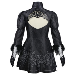 Costume d'Halloween NieR: Automata <span class=keywords><strong>2B</strong></span> <span class=keywords><strong>Cosplay</strong></span> Robe noire 9S Ensemble complet Tissu polyester - Product Image 3