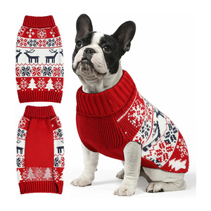 Pull de Noël pour chien, motif nordique rouge, tricot chaud pour petits et moyens chiens, vêtements d'automne et d'hiver pour animaux de compagnie - Product Image 1