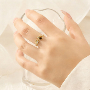 Cute <b>Cat</b> <b>Themed</b> Open Ring Copper Alloy Micro Set Zircon Tiger Eye Adjustable Index Finger Ring <b>Gift</b> Jewelry - Product Image 2