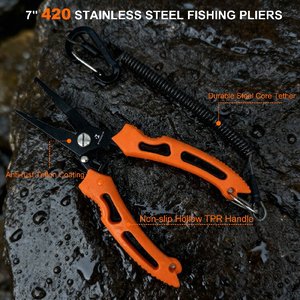 Pince <span class=keywords><strong>de</strong></span> <span class=keywords><strong>pêche</strong></span> en acier inoxydable Beyond Fishing QuickRig 7 pouces, jaune - Product Image 1