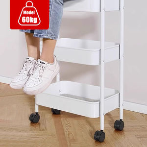 Utilitaire Cuisine Salon 3 Niveaux En Métal Mobile Roulant Organisateur Outil De Stockage Des Aliments Affichage Chariot sur Roues Support De Stockage - Product Image 4