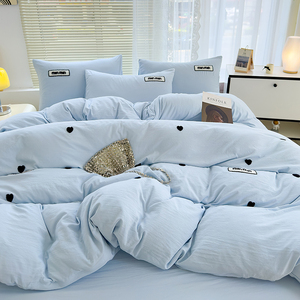 Set di biancheria da letto per bambini in 4 pezzi di alta qualità <span class=keywords><strong>copripiumino</strong></span> in microfibra <span class=keywords><strong>blu</strong></span> con ricamo floreale con motivo a cartone animato per uso domestico - Product Image 4