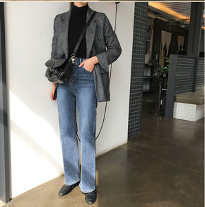 Liu Ming tren musim gugur 2024 wanita kasual panjang longgar kotak-kotak jaket Formal wanita kantor mantel luar - Product Image 5