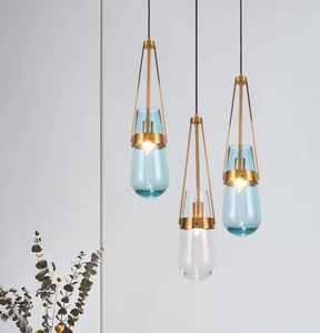 Zeal Lighting, luz colgante LED moderna, cristal azul marino para vestíbulo de Hotel, candelabro elegante y luces colgantes - Product Image 6